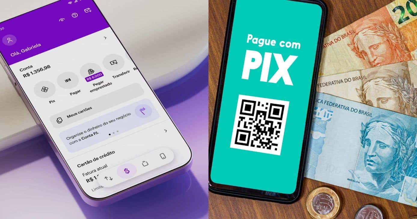 Aplicativo Nubank e ilustração PIX (Fotos: Divulgação / Canva)