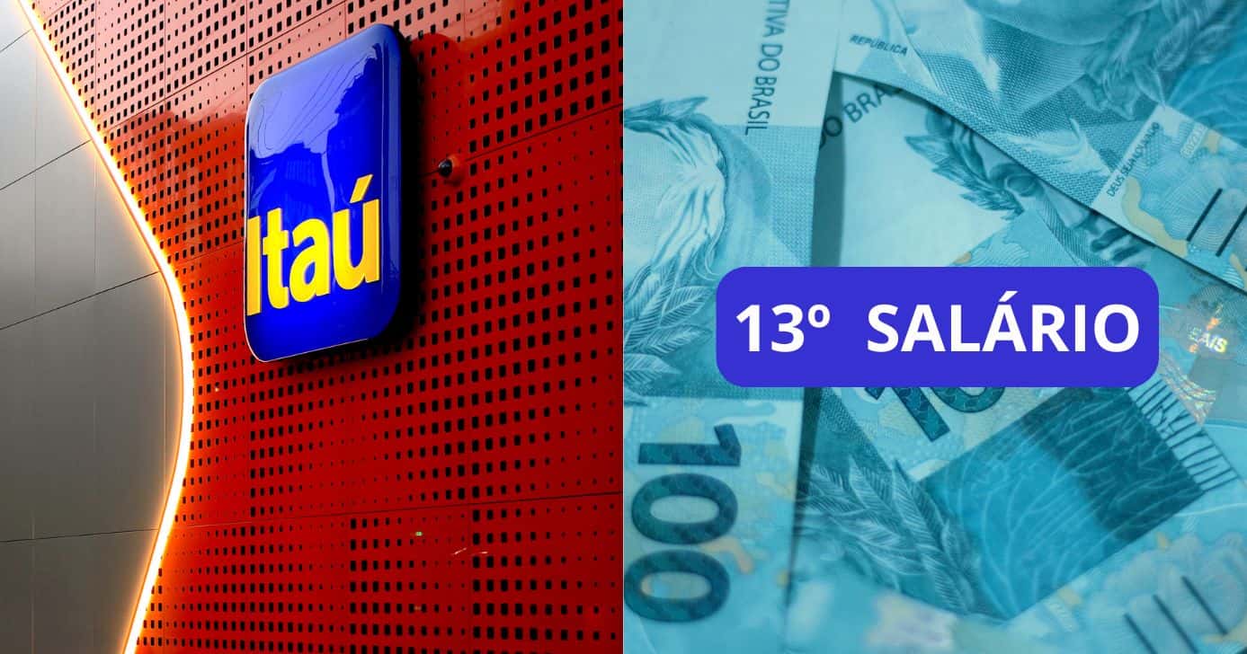 Itaú e ilustração de 13º salário (Fotos: Reproduções / Divulgação / Canva)