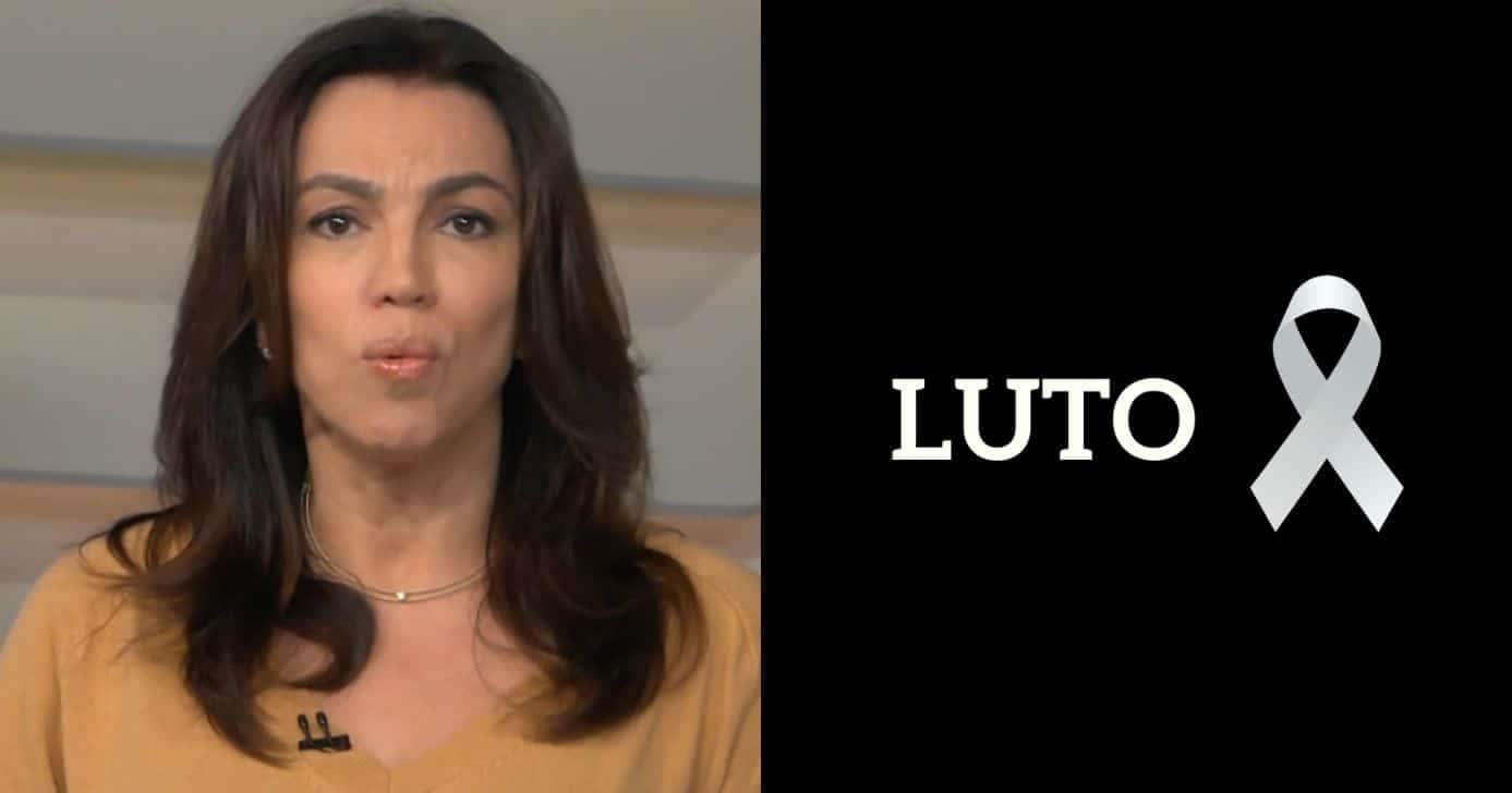 Ana Paula Araújo no Bom Dia Brasil e imagem de luto (Fotos: Reproduções / Globo / Canva)