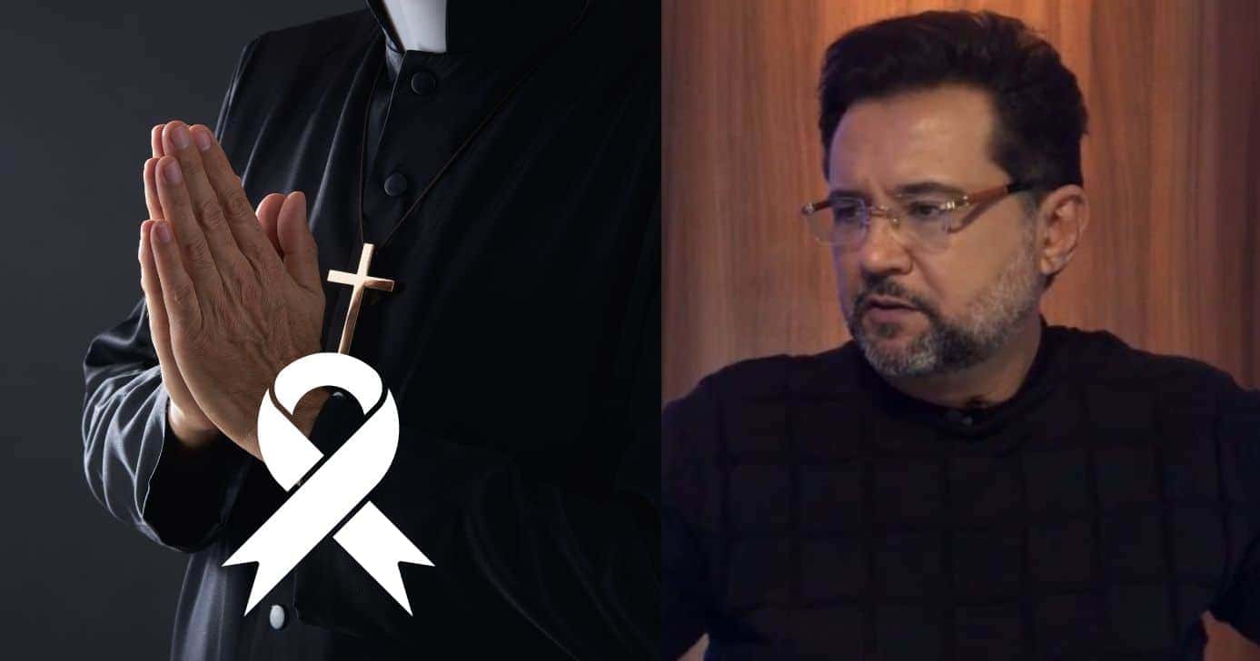 Ilustrações padre, luto e Geraldo Luís (Fotos: Reproduções / Canva / YouTube)