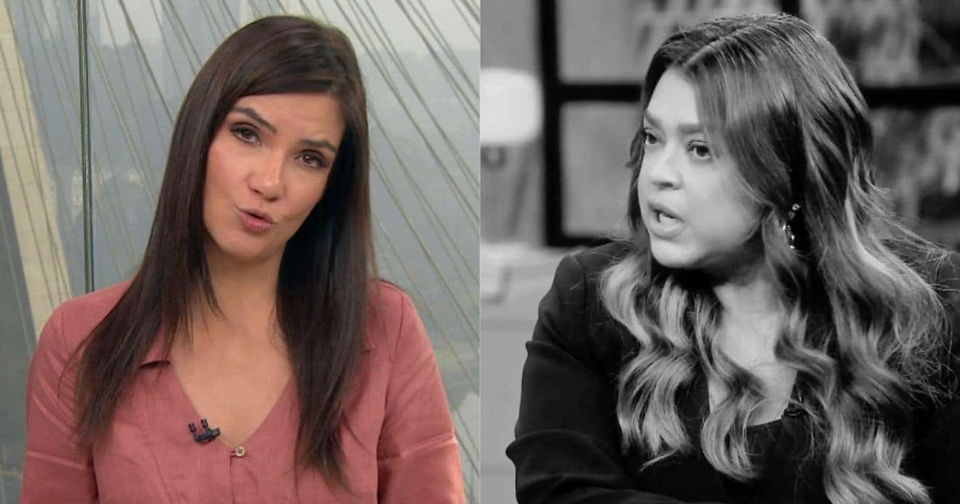 Sabina Simonato no estúdio do Bom Dia São Paulo e Preta Gil (Fotos: Reproduções / Globo)