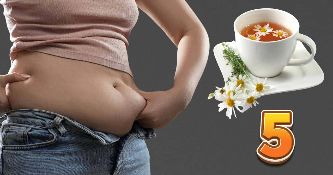 Ilustração de barriga inchada e chá milagroso (Foto: Reprodução / Canva / Montagem TV Foco)