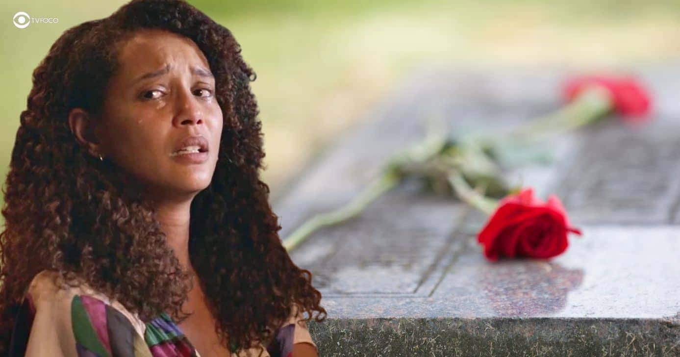 Raquel e ilustração de cemitério em Vale Tudo (Foto: Reprodução / Globo / Montagem TV Foco)