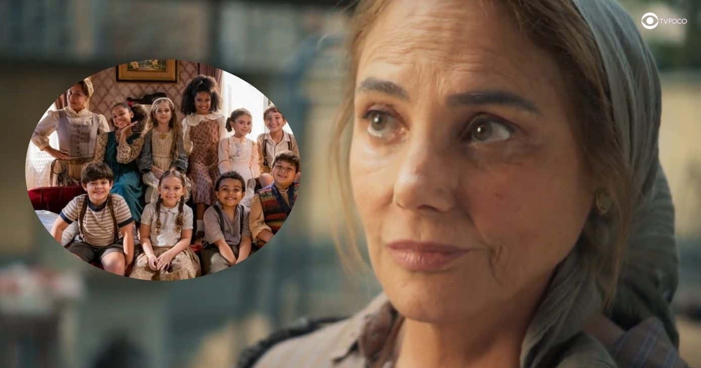 Zenaide e crianças do abrigo de Zulma em Êta Mundo Melhor! (Foto: Reprodução / Globo / Montagem TV Foco)
