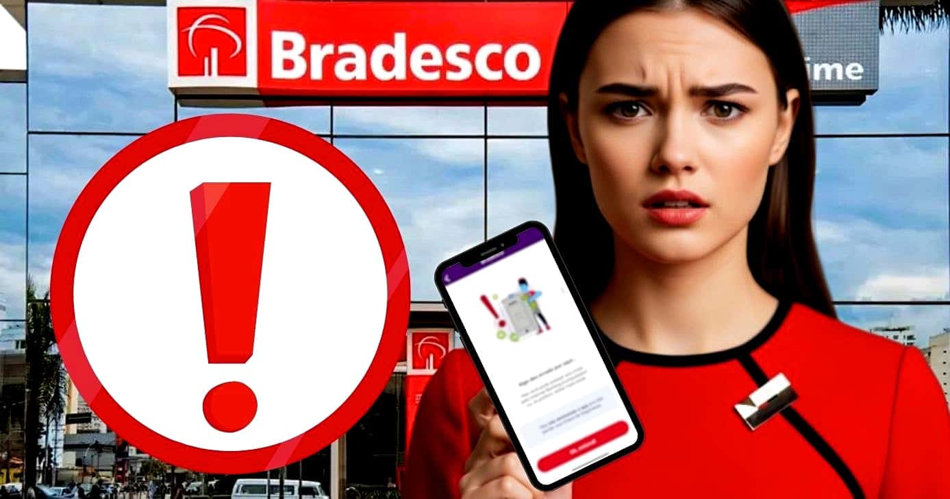 Bradesco emite comunicado sobre bloqueio de conta (Foto Reprodução/TV Foco/Bradesco/Lennita/Freepik)