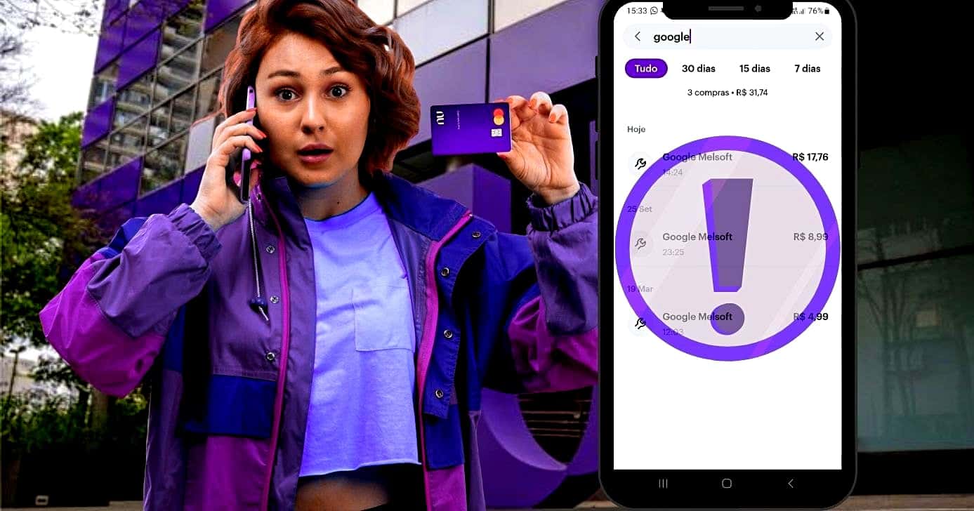 Veja o que o Nubank faz diante de compras não reconhecidas na fatura (Foto Reprodução/Montagem/Lennita/TV Foco/Nubank/Canva)