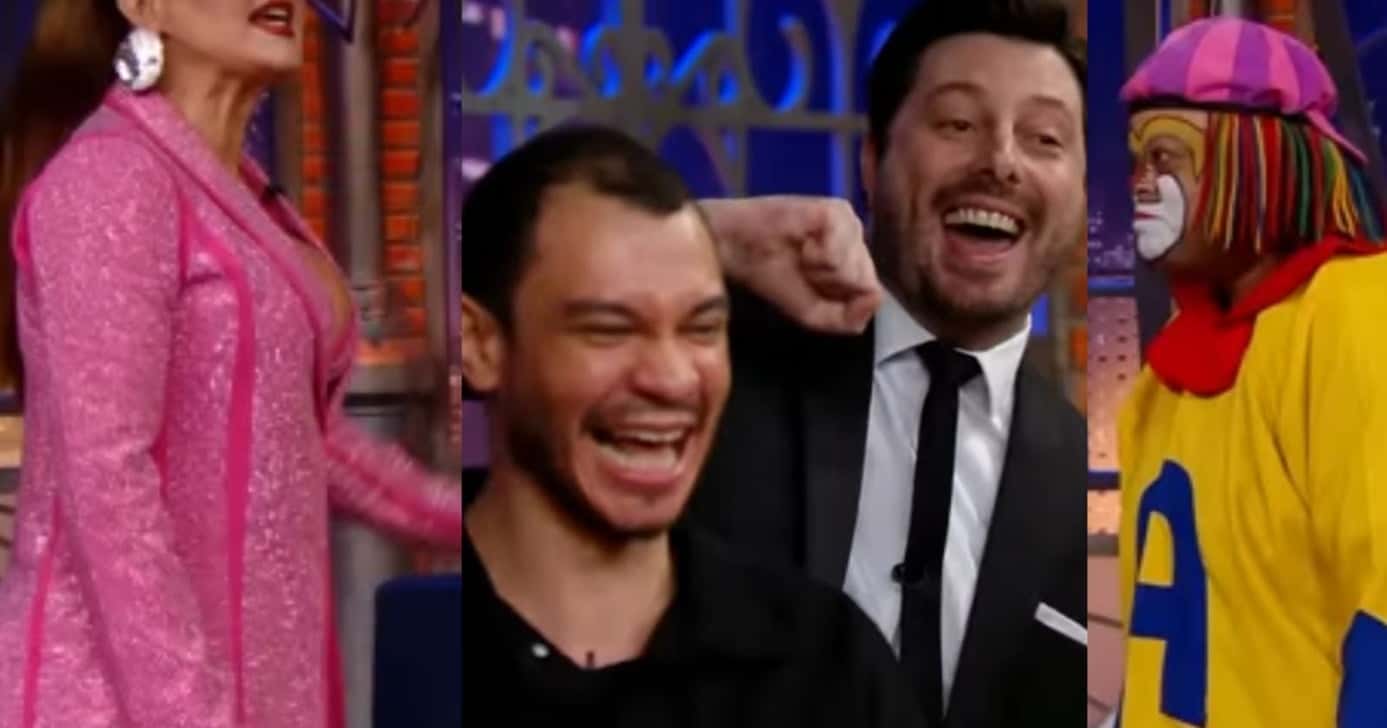 Gentilli faz humorista do The Noite levar tapa na cara de famosa internacional (Foto: Reprodução/ SBT/ Montagem)