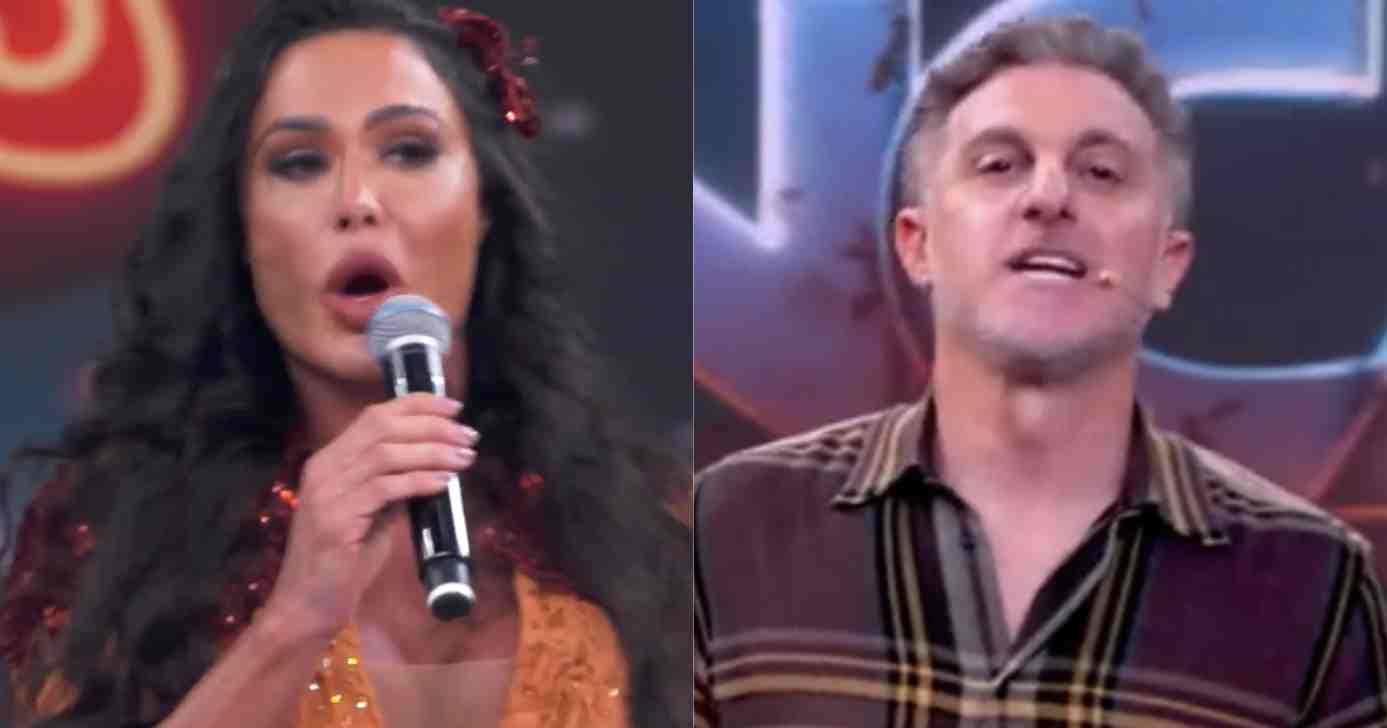 Gracyanne Barbosa e Luciano Huck no Domingão (Fotos: Reproduções / Globo)