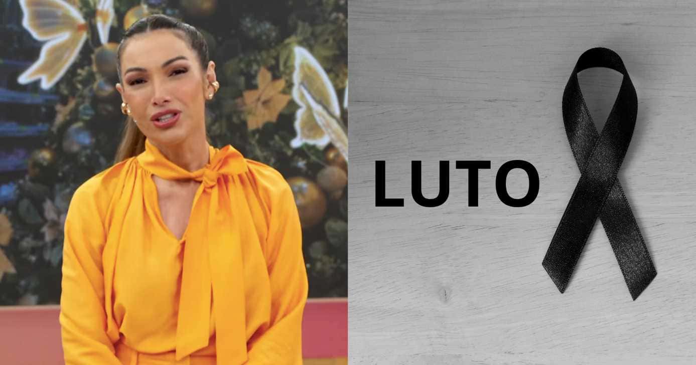 Patrícia Poeta no Encontro e imagem de luto (Fotos: Reproduções / Globo / Canva)