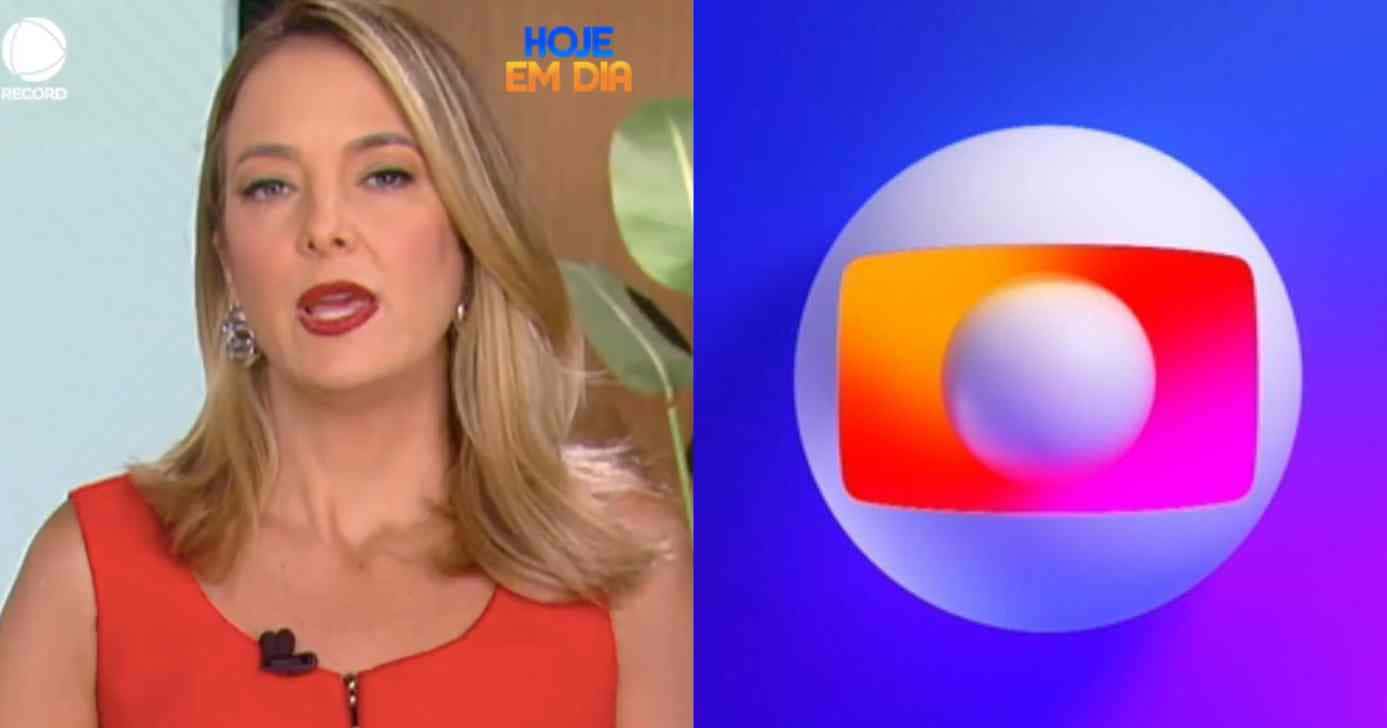 Ticiane Pinheiro no Hoje Em Dia e logo da Globo (Fotos: Reproduções / Record / GloboPlay)