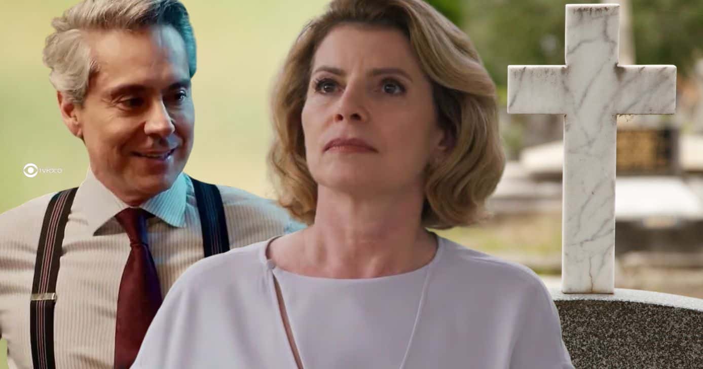 Marco Aurélio e ilustração de Odete em cemitério em Vale Tudo (Foto: Reprodução / Globo / Montagem TV Foco)