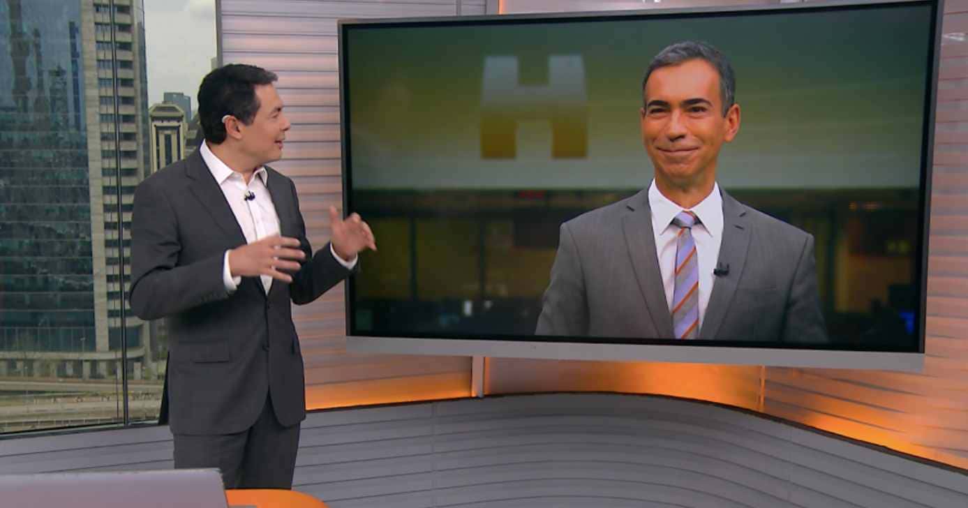 Alan Severiano e César Tralli no SP1 (Foto: Reprodução / Globo)