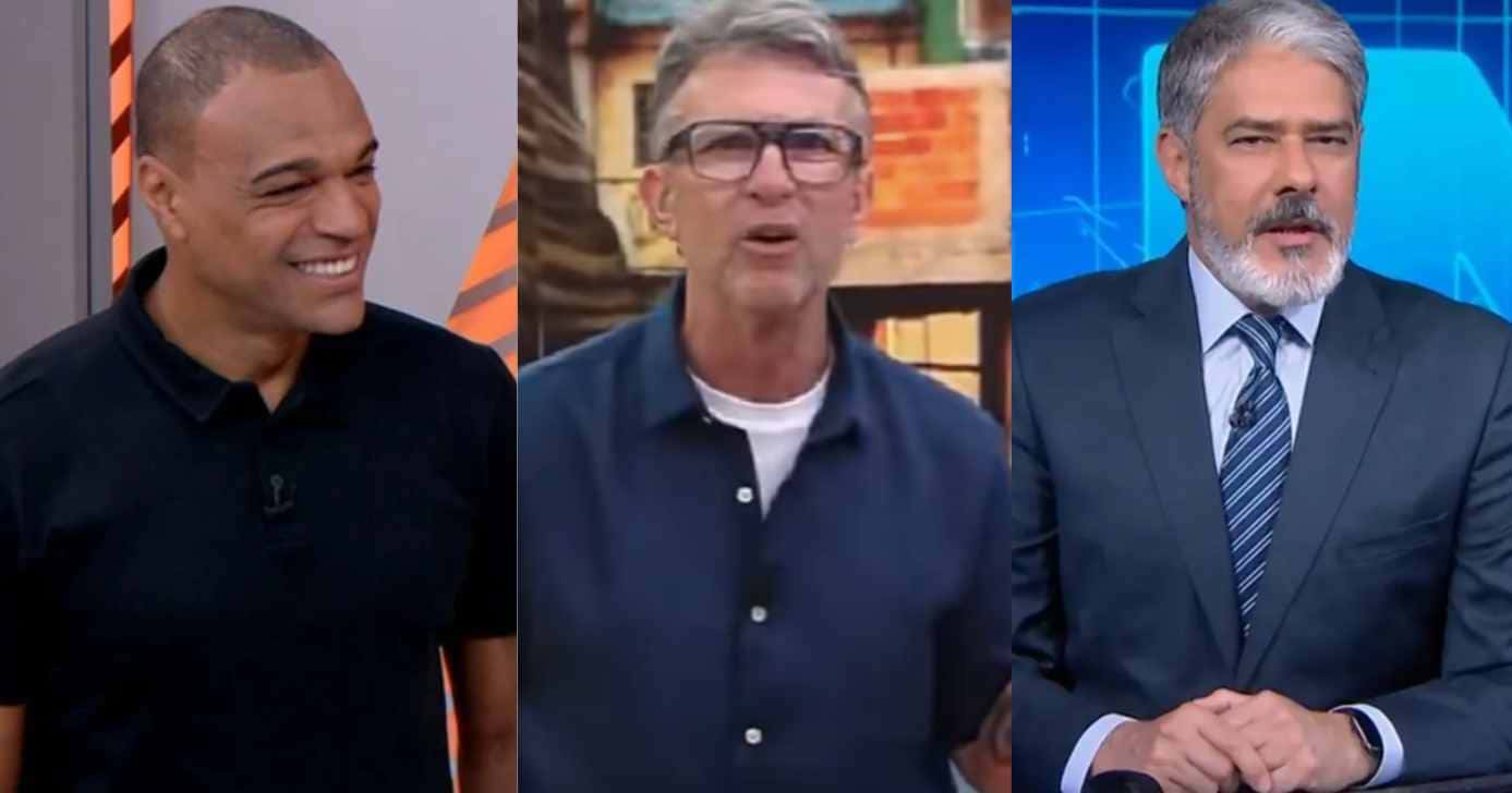 Denílson, Neto e William Bonner (Fotos: Reproduções / Globo / Band)