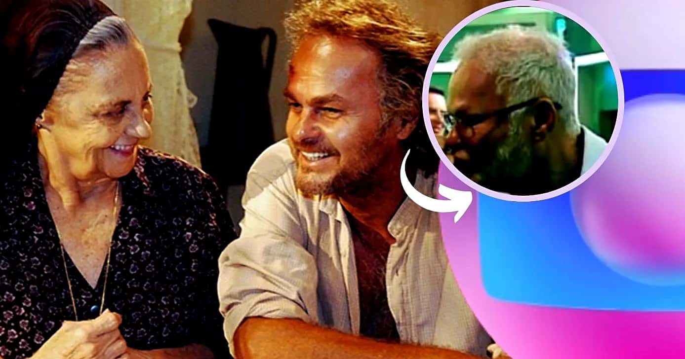 Kadu Moliterno e Laura Cardoso em cena da novela "Como uma Onda"/Recorte com ele atualmente (Foto Reprodução/Montagem/Lennita/TV Foco/Canva/Lennita/Globo/Instagram/@kadumoliterno_oficial)