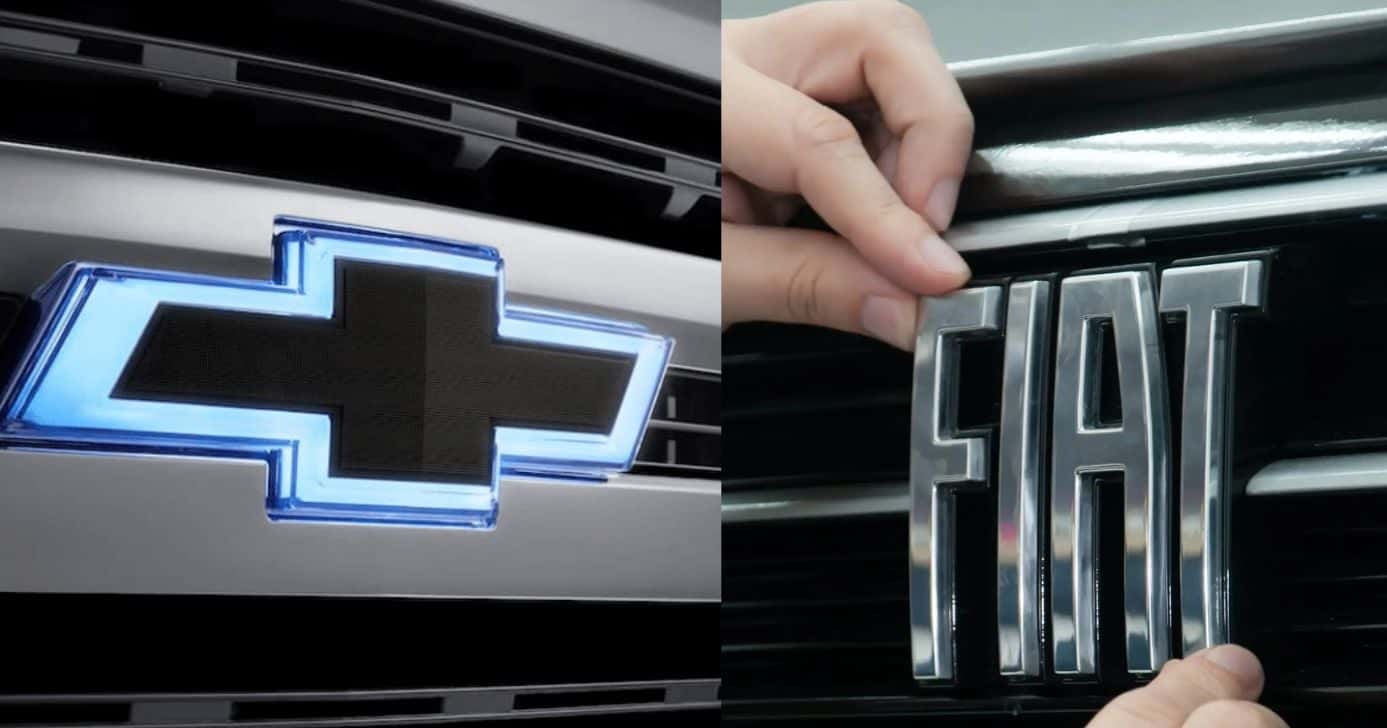 Carro - Logo da Chevrolet / Logo da Fiat - Montagem TV FOCO