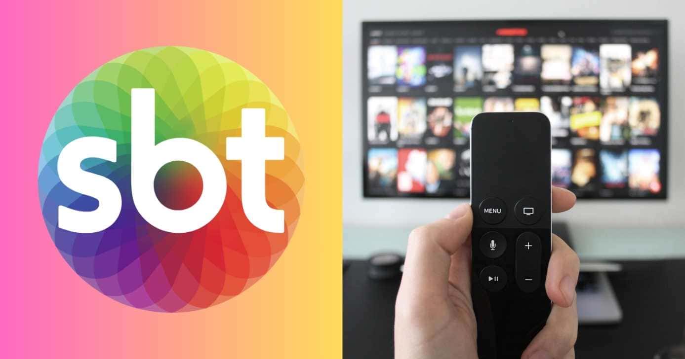 Logo do SBT e pessoa assistindo televisão (Fotos: Reproduções / SBT / Canva)