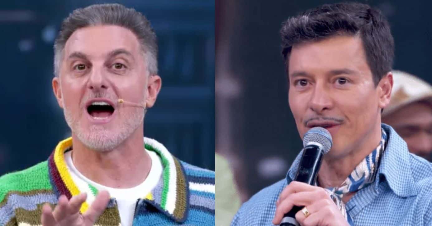 Luciano Huck e Rodrigo Faro no Domingão (Fotos: Reproduções / Globo)