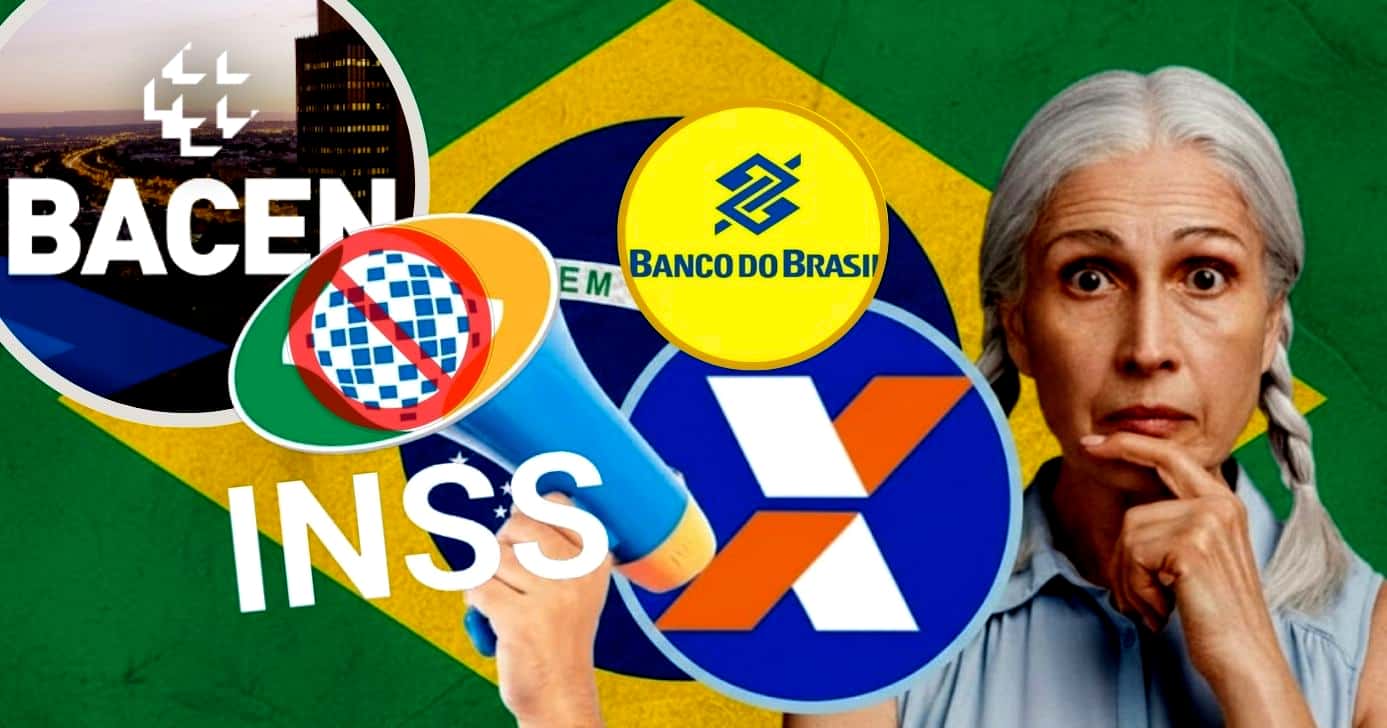 Comunicado do Banco Central traz proibição de bancos como CAIXA e BB envolvendo as contas dos aposentados do INSS (Foto Reprodução/Montagem/TV Foco/Canva/Lennita/GMN)