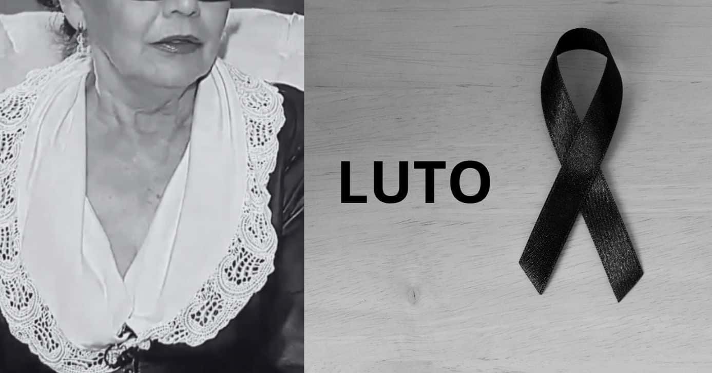 Famosa e imagem de luto (Fotos: Reproduções / RBS TV / Canva)