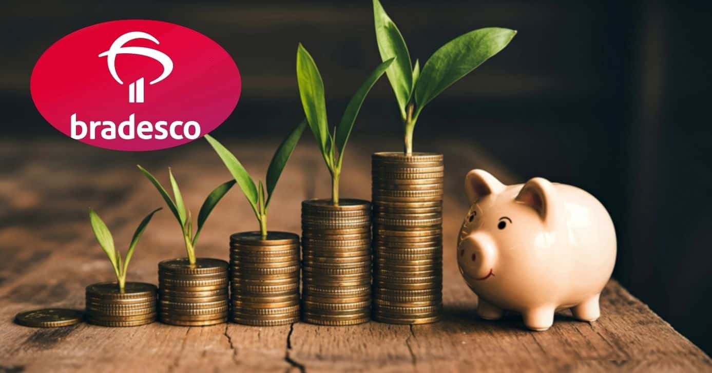 Bradesco e ilustração poupança (Fotos: Reproduções / Internet / Canva)