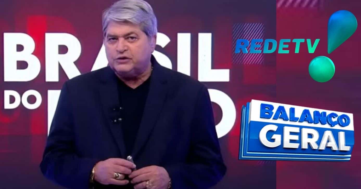 Datena no Brasil do Povo e logos da RedeTV! e Balanço Geral (Foto: Reprodução / RedeTV! / Record / Montagem TV Foco)