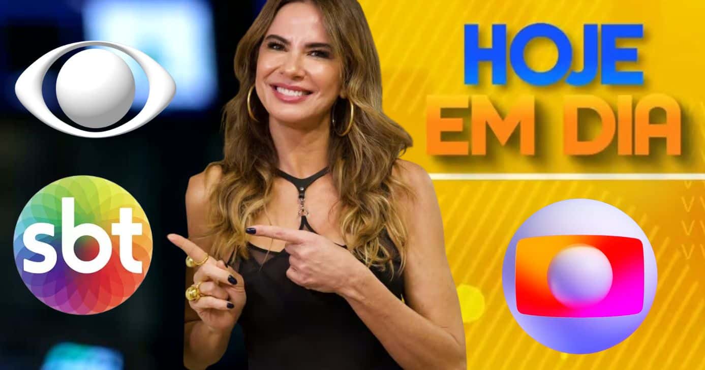 Logos da Globo, Band, SBT e Hoje em Dia - Luciana Gimenez (Foto: Reprodução / Band / SBT / Globo / Record / Instagram / Montagem TV Foco)