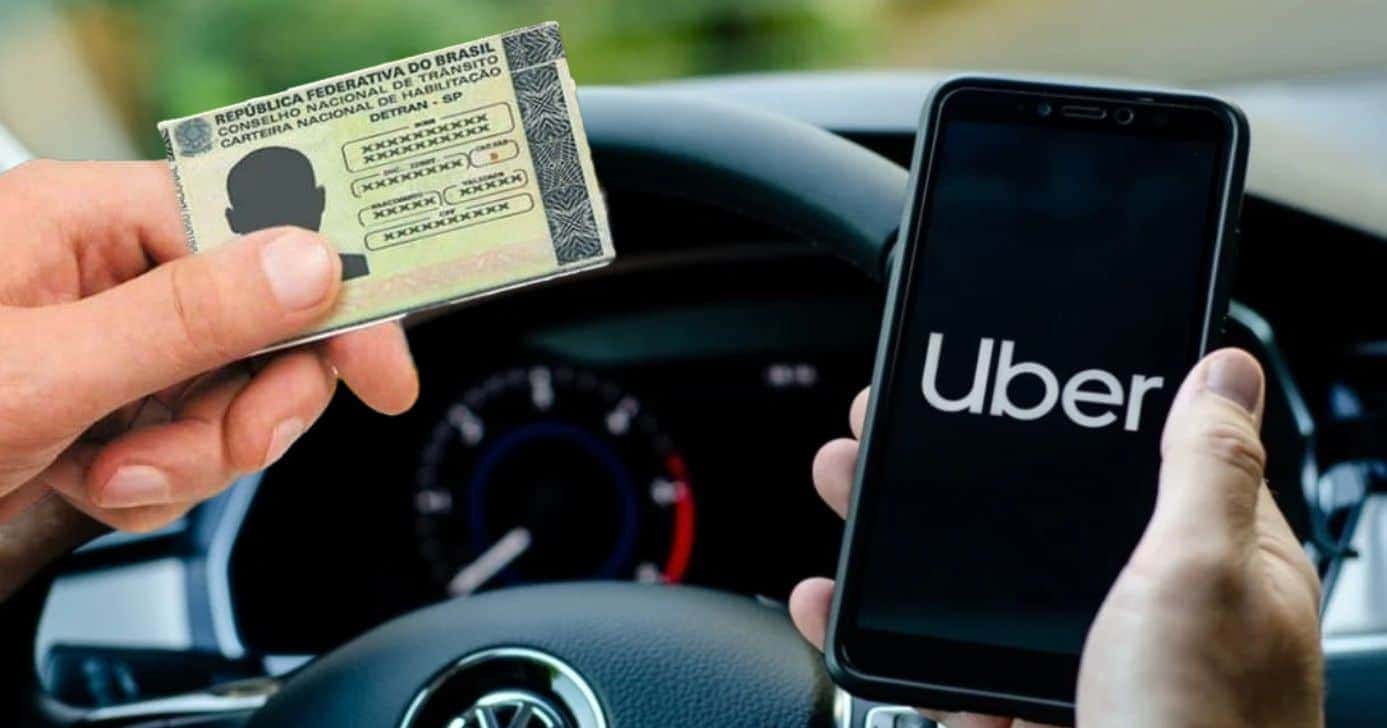 Regra da Uber em vigor hoje (20/03) informa obrigação na CNH para continuar sendo motorista (Foto Reprodução/Montagem/TV Foco/Canva/Paola)