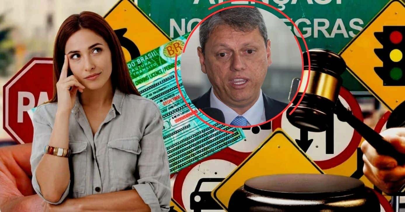 Ilustração CNH/Tarcísio de Freitas (Foto Reprodução/Montagem/Lennita/TV Foco/Canva/GMN/Agência Brasil/@ Fabio Rodrigues Pozzebom)