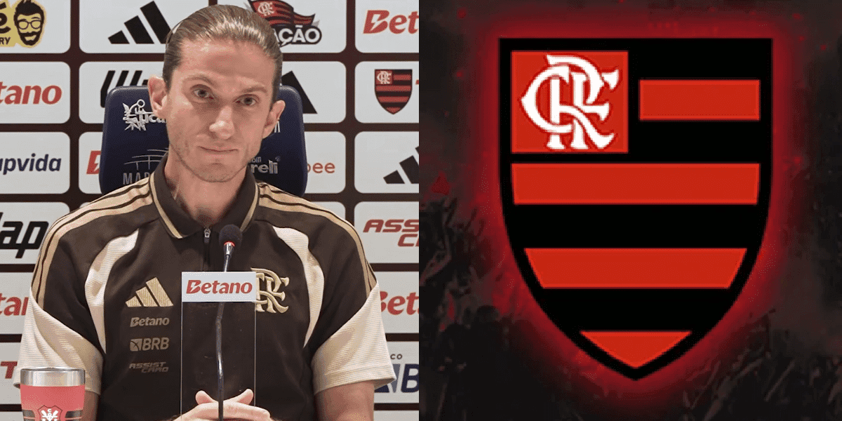 Filipe Luís em entrevista coletiva após jogo contra Madureira (Foto: Reprodução/ Flamengo TV)