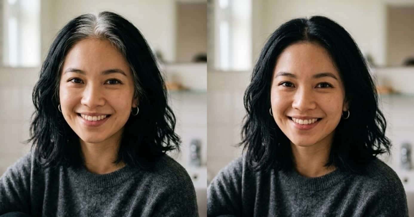 Ilustração antes e depois de cabelo grisalho (Foto: Montagem TV Foco / GMN)