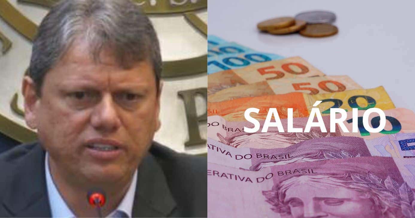 Tarcísio de Freitas e ilustração salário mínimo (Foto: Montagem TV Foco / Globo / Canva)