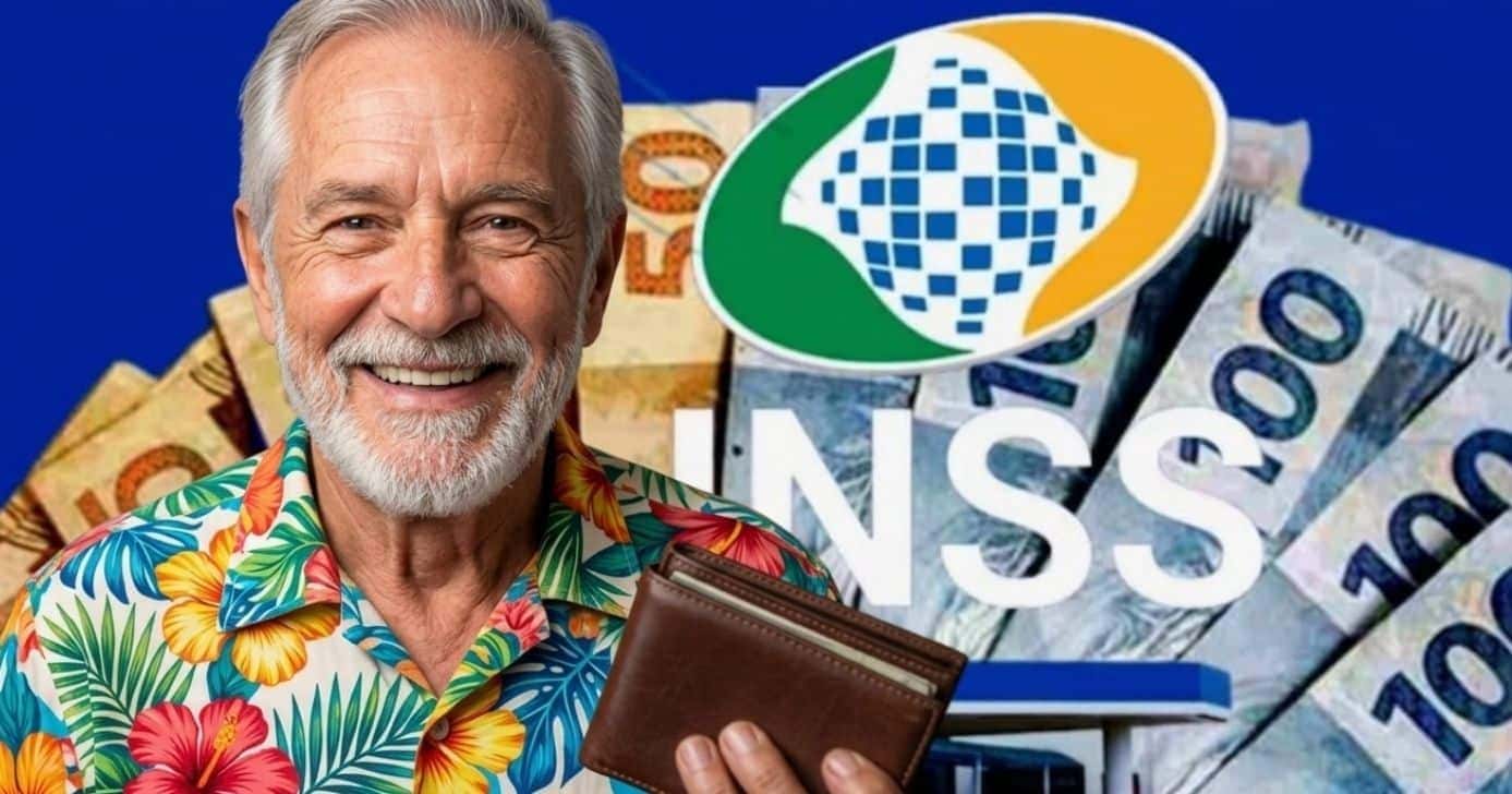 Ilustração de idoso/carteira/INSS (Foto Reprodução/Montagem/Lennita/TV Foco/Canva)