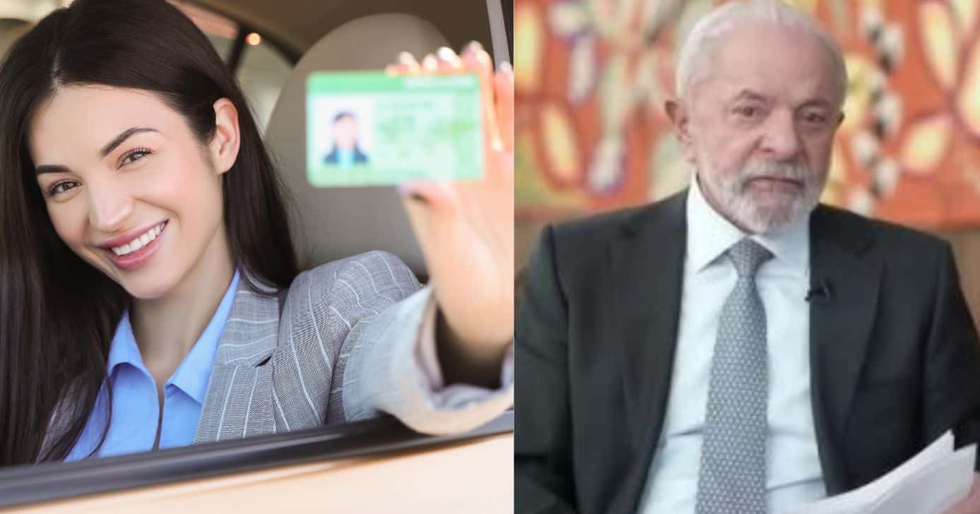 Ilustração mulher segurando CNH e Luiz Inácio Lula da Silva (Fotos: Canva / Globo)