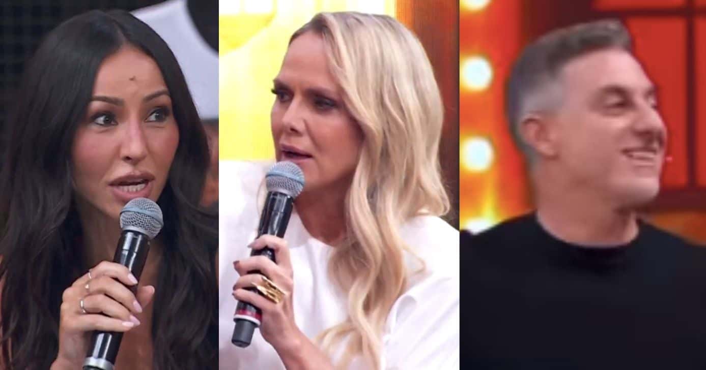 Sabrina Santo, Eliana e Luciano Huck no Domingão (Fotos: Reproduções / Globo)