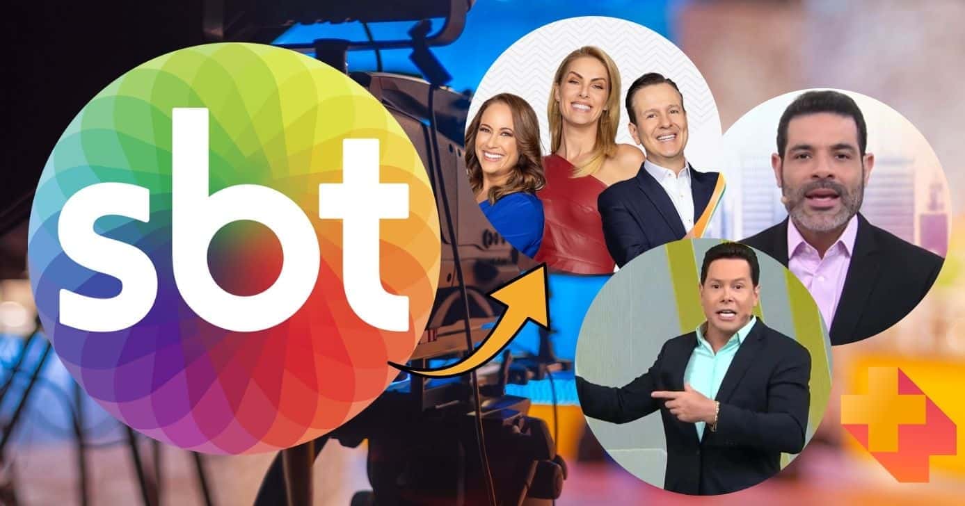 Logo do SBT, apresentadores do Hoje em Dia, Darlisson Dutra e Marcão do Povo (Foto: Reprodução / SBT / Record / Canva)