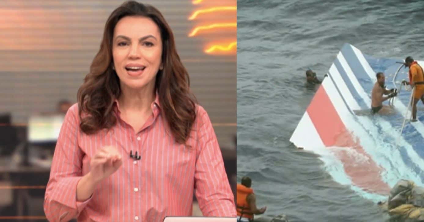 Ana Paula Araújo no Bom Dia Brasil e avião (Fotos: Reproduções / Globo)