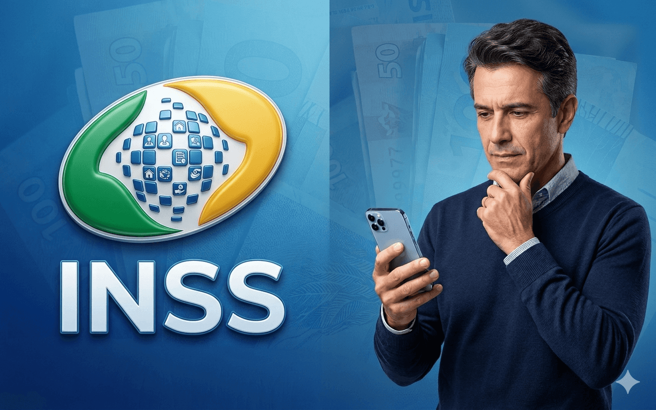 Ilustração logo INSS e homem (Foto: Montagem TV Foco / GMN)