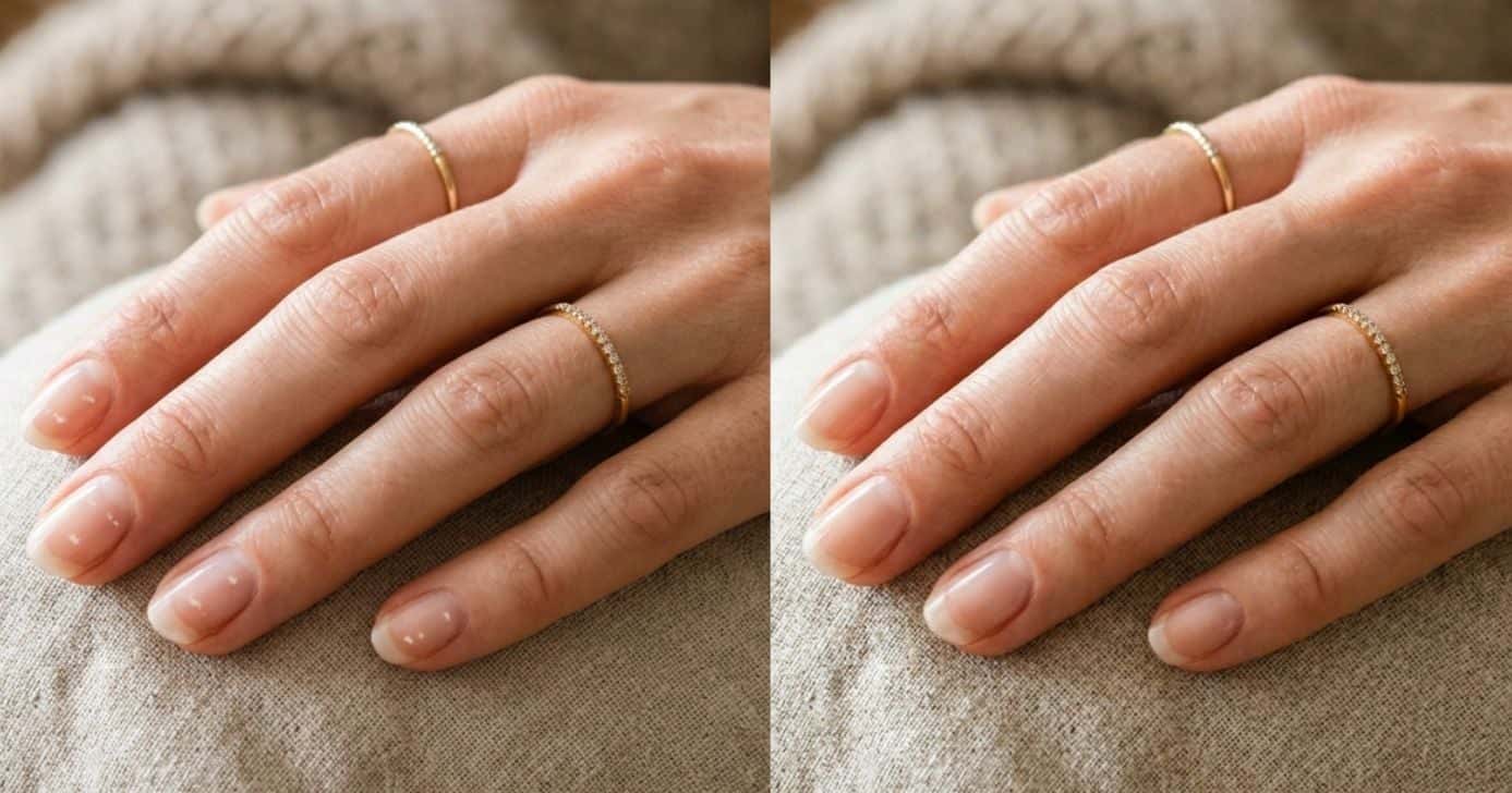 Ilustração antes e depois de manchas nas unhas (Foto: Montagem TV Foco / GMN)