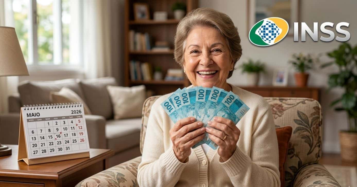 Ilustrações calendário, idosa e logo do INSS (Foto: Montagem TV Foco / GMN)
