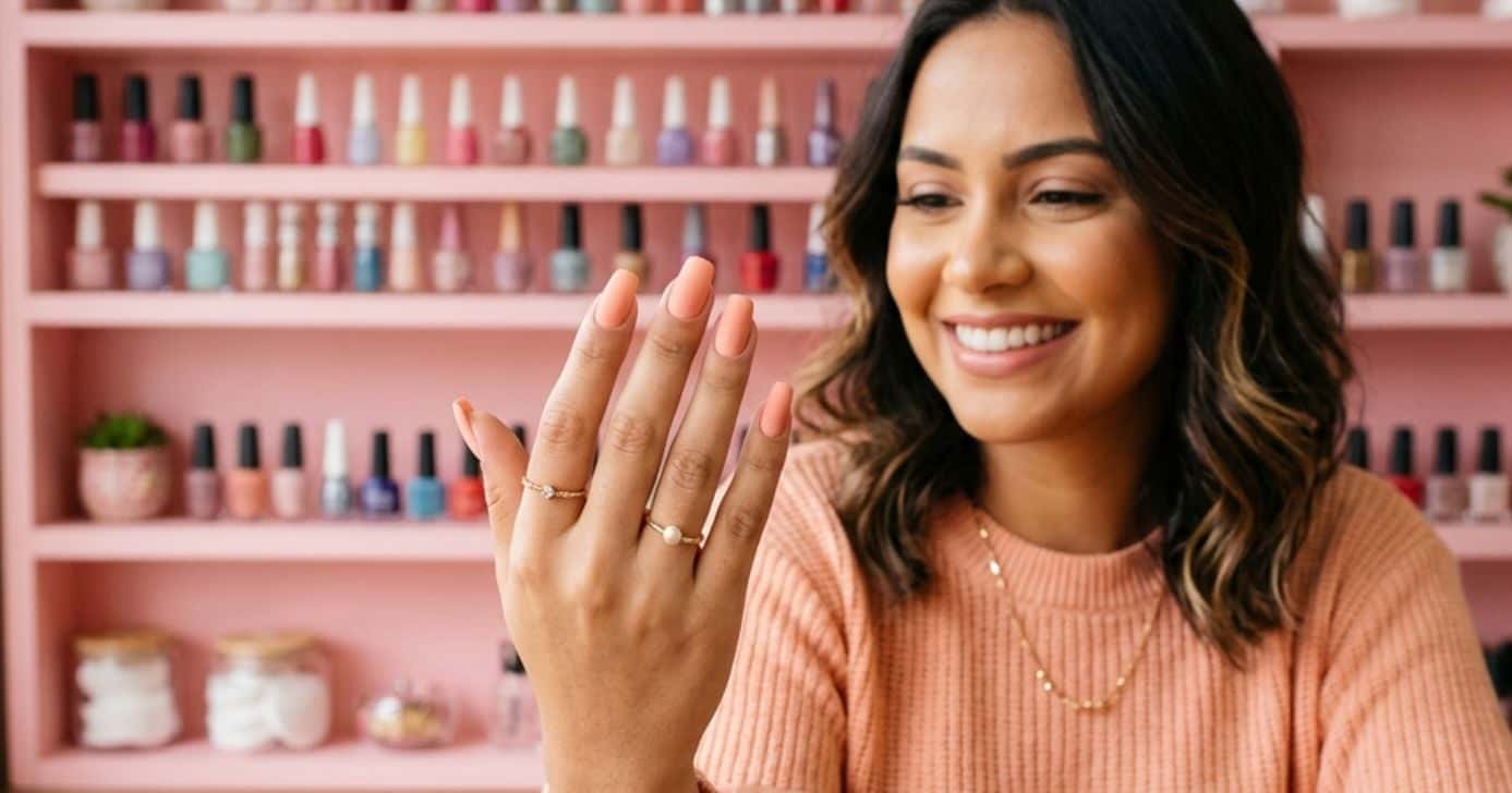 Mulher mostrando as unhas feitas (Foto: Montagem TV Foco / GMN)