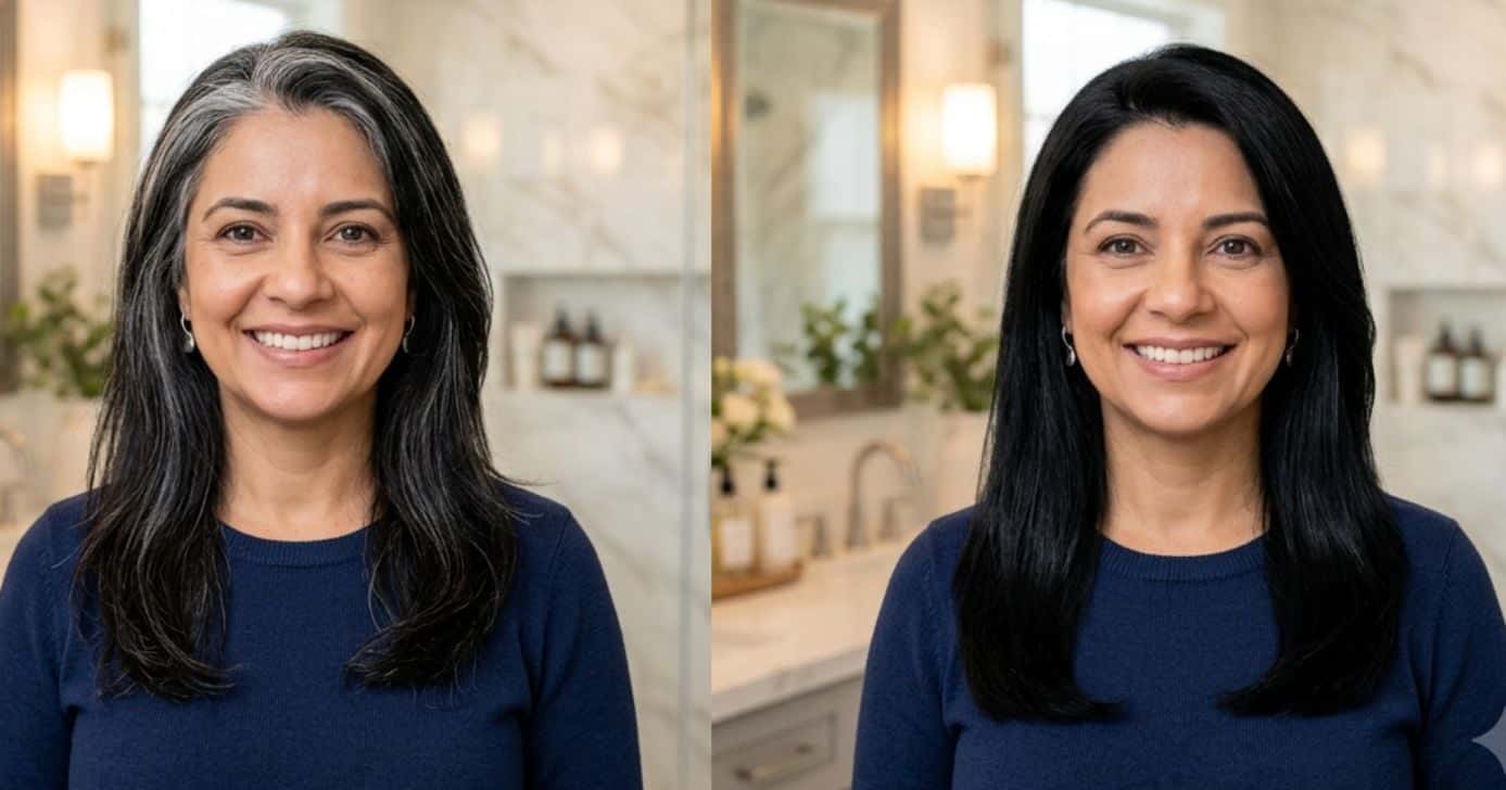 Ilustração antes e depois de cabelo grisalho (Foto: Montagem TV Foco / GMN)