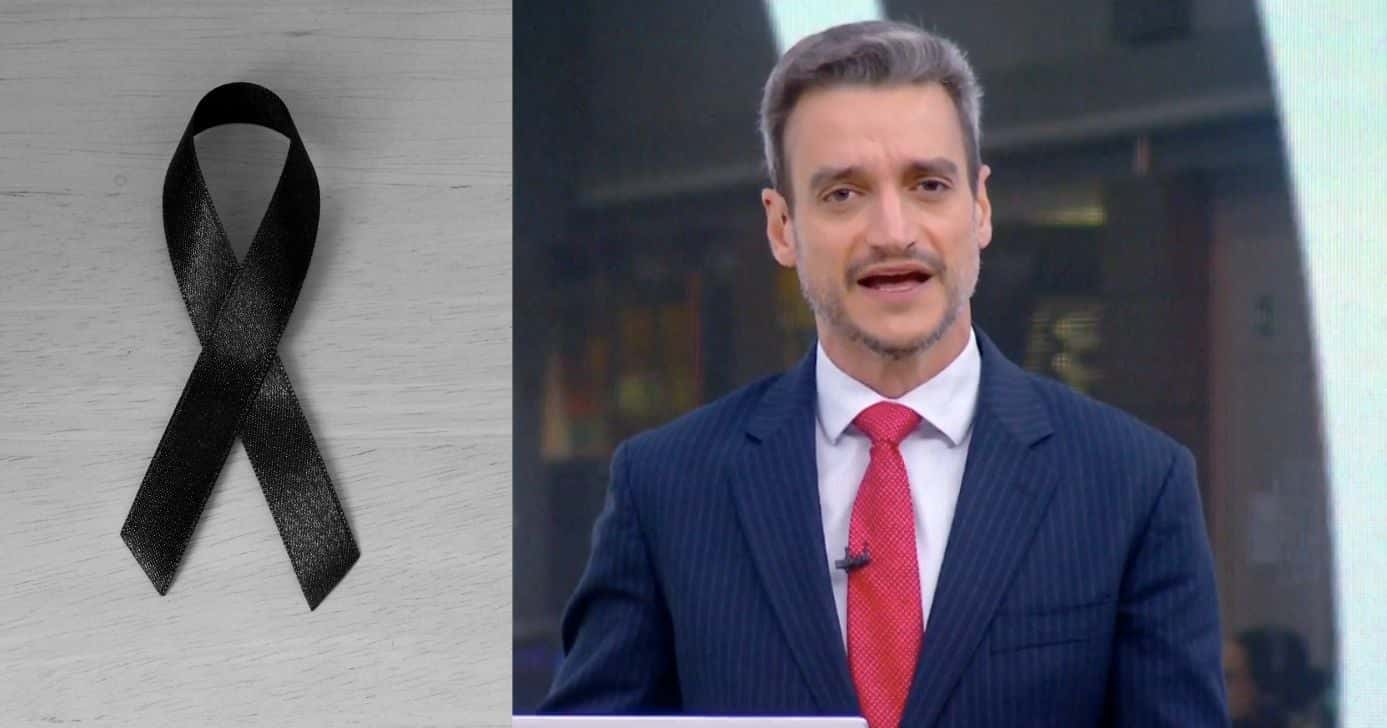Imagem de luto e Tiago Scheuer no Hora 1 (Fotos: Reproduções / Canva / Globo)