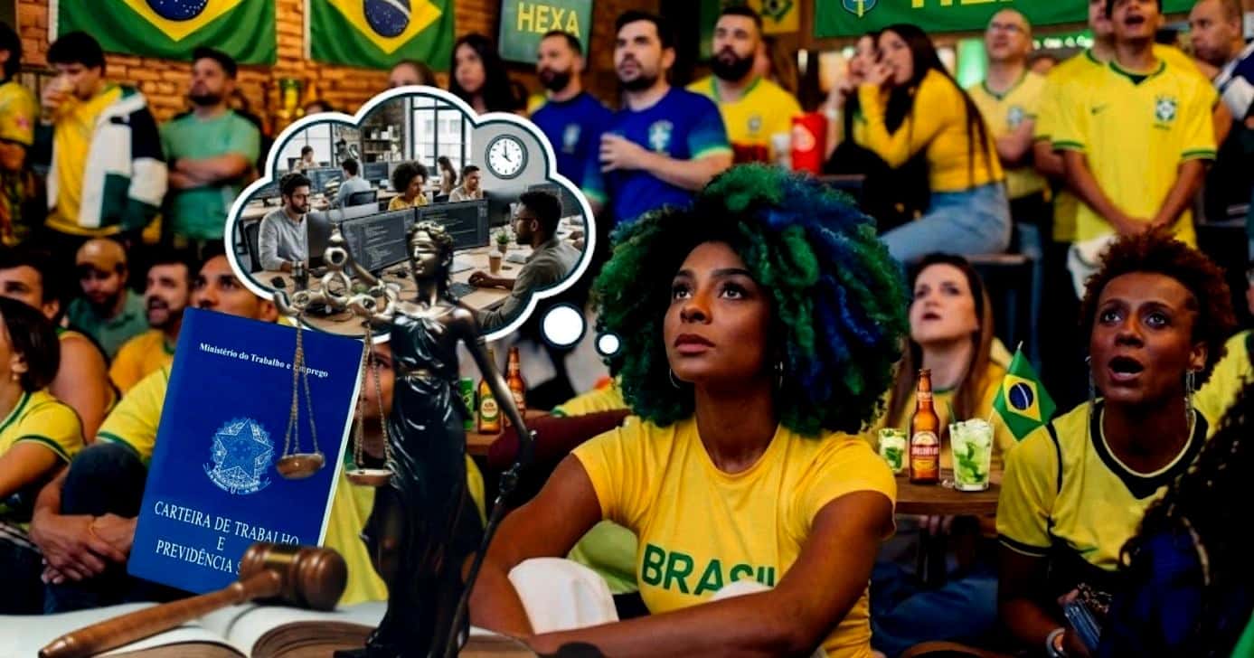Veja o que diz a lei sobre liberação de CLTs para torcer pela Seleção na Copa (Foto Reprodução/Montagem/Lennita/TV Foco/Canva/GMM)
