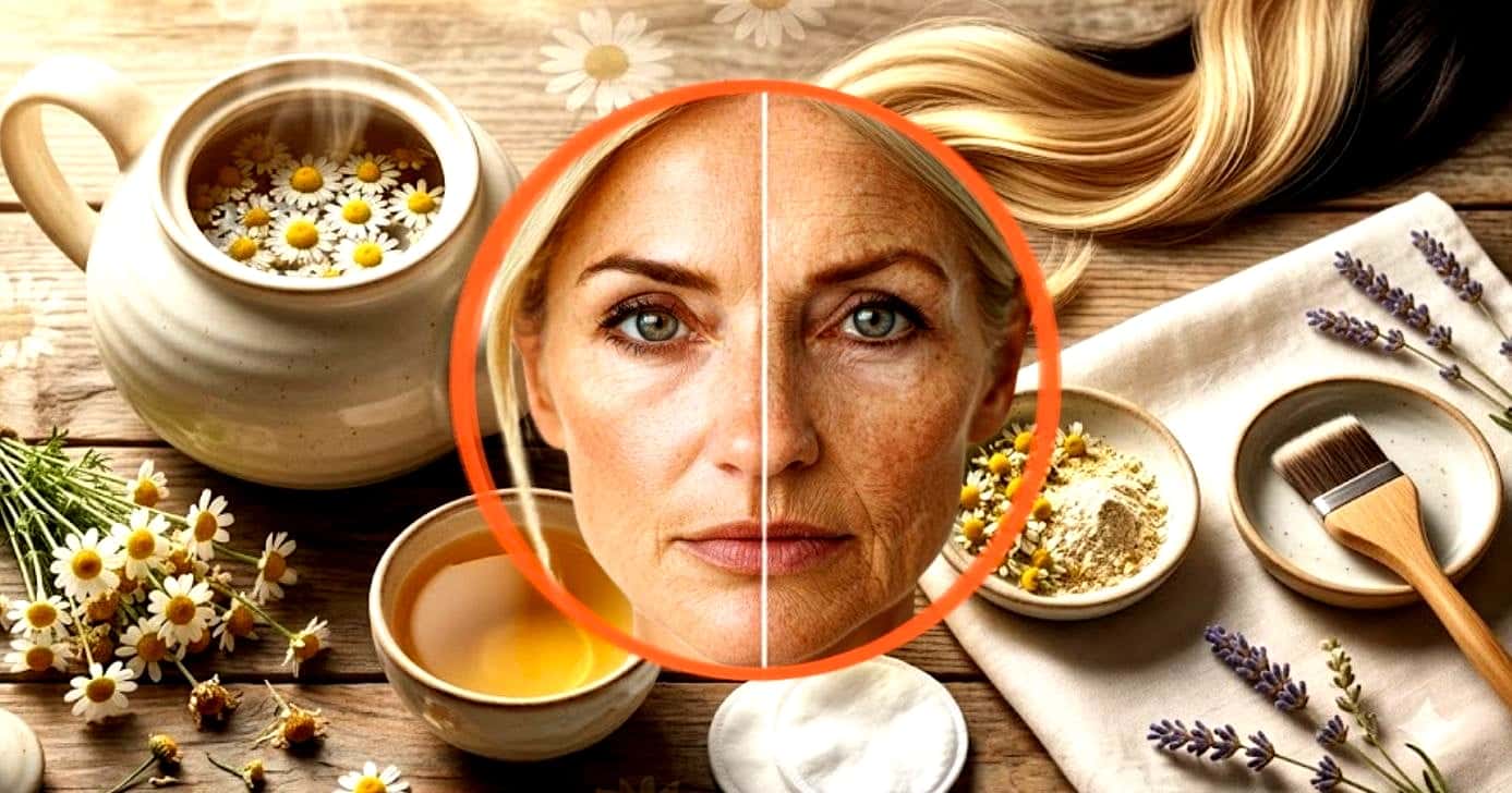 Veja como o chá de camomila ajuda nos cuidados de beleza (Foto Reprodução/Montagem/Lennita/TV Foco/Canva/GMN)