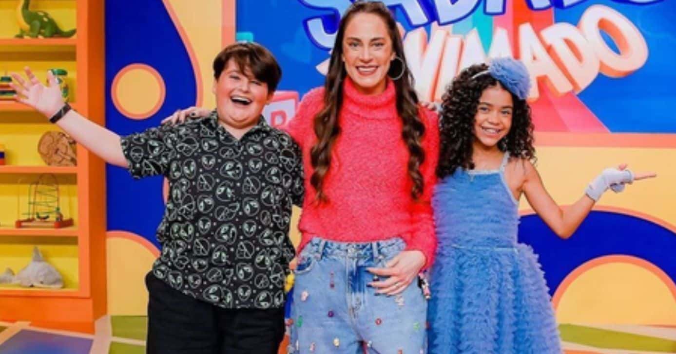 Theo Radicchi, Silvia Abravanel e Wallentina Bomfim no Sábado Animado (Foto: Reprodução / SBT)