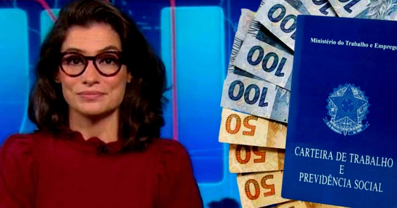 Renata Vasconcellos recebe isso por mês enquanto o salário mínimo está em R$1621 (Foto Reprodução/Montagem/Lennita/Tv Foco/Canva/Globo)