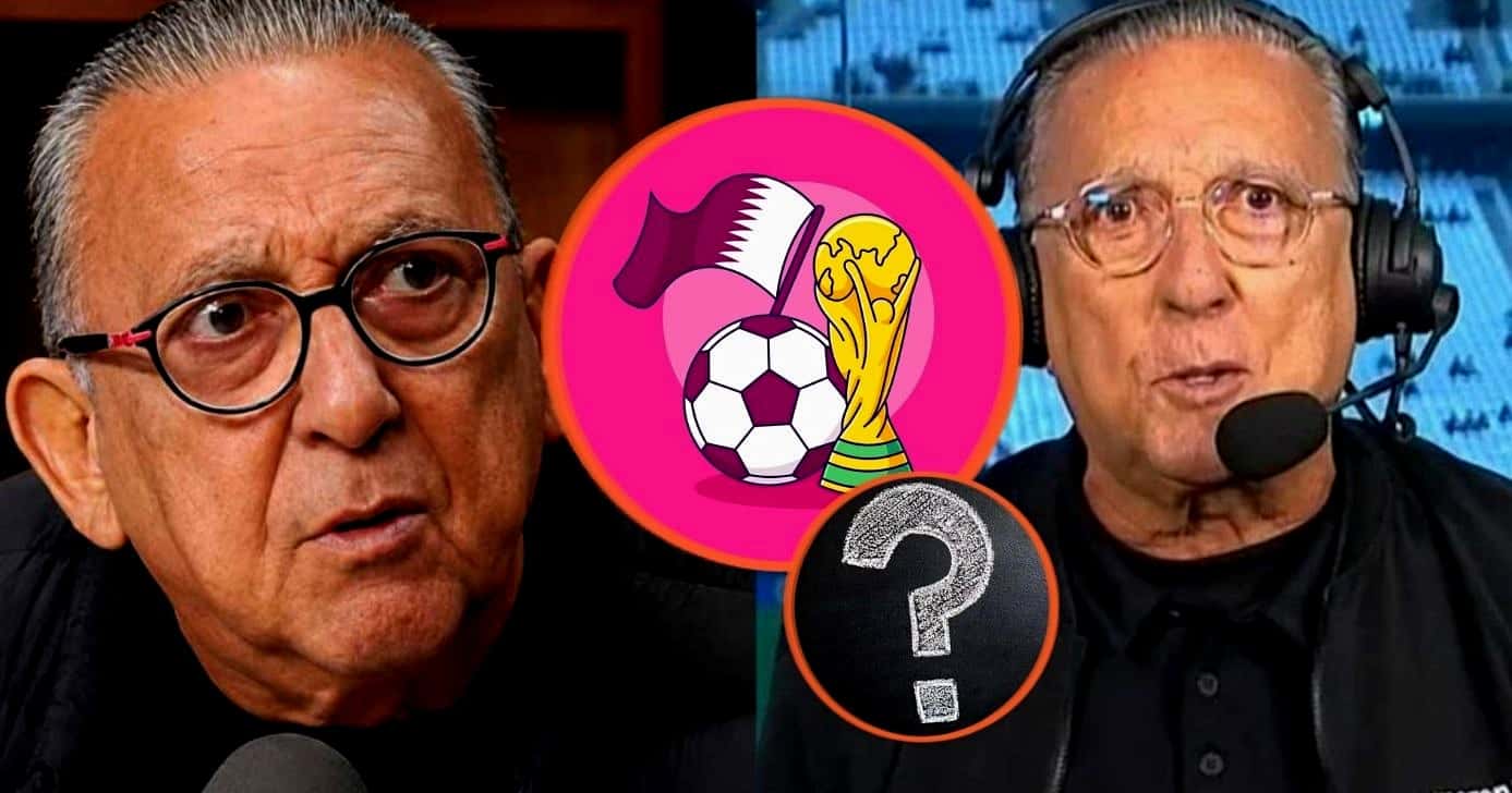 Galvão Bueno/ Ilustração de Copa do Mundo (Foto Reprodução/Montagem/TV Foco/Lennita/Canva/YouTube)