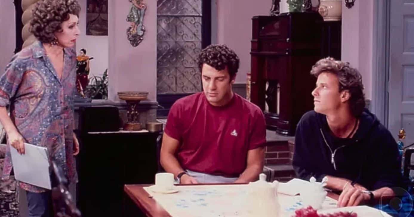 Aracy Balabanian, Marcello Novaes e Gerson Brenner em uma cena da novela "Rainha da Sucata" (Foto Reprodução/Globo)