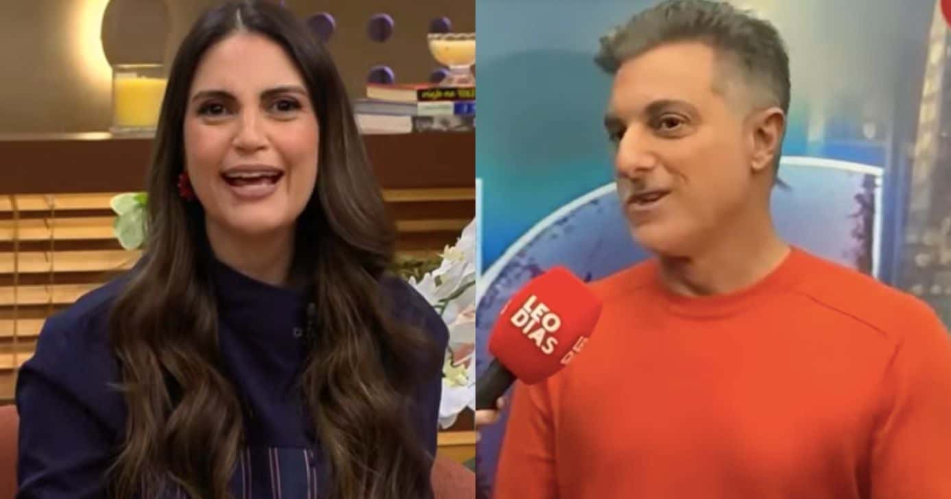 Chris Flores no Melhor da Tarde e Luciano Huck (Foto: Reprodução / Band)