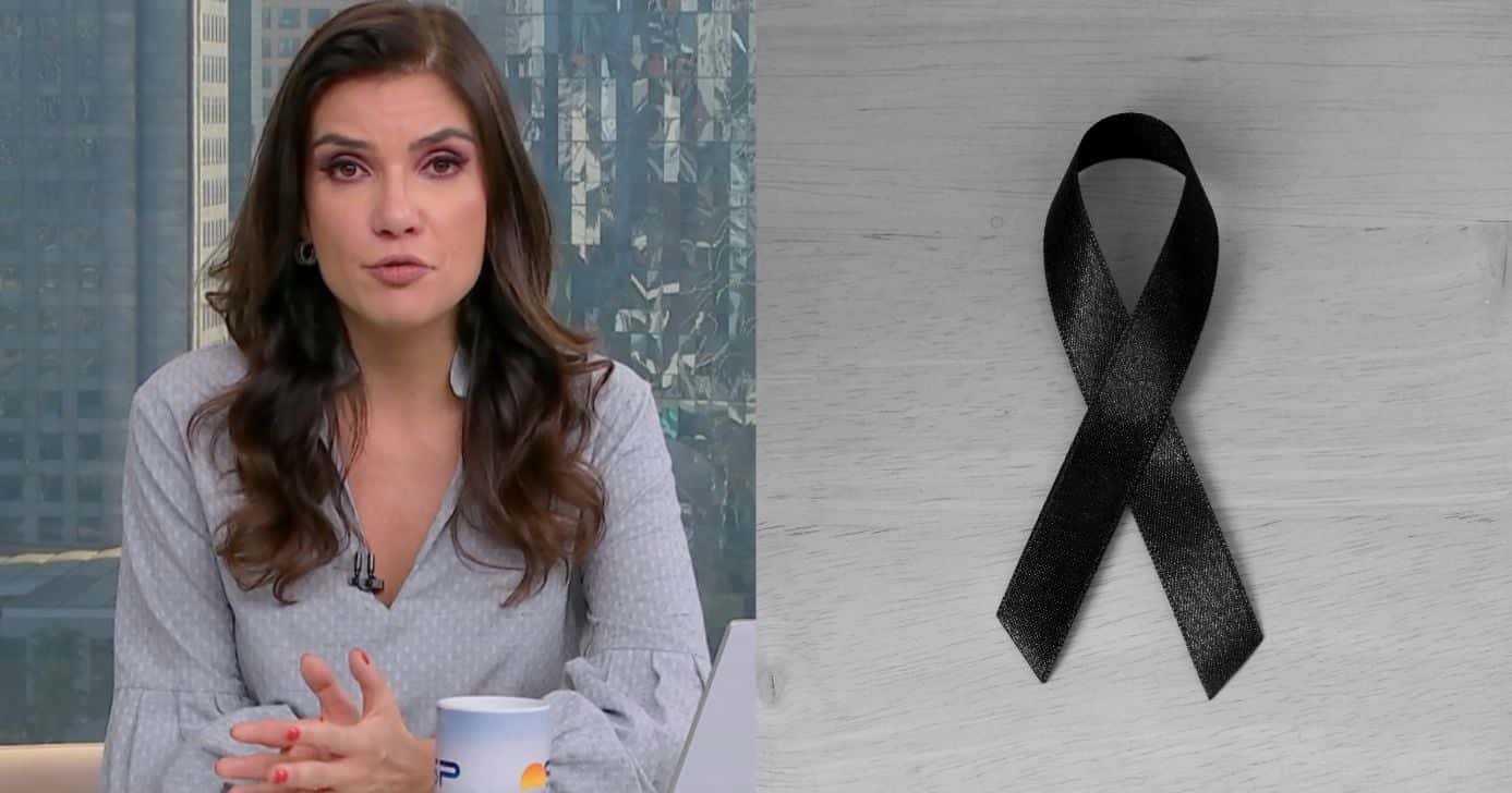 Sabina Simonato e imagem de luto (Fotos: Reproduções / Globo / Canva)